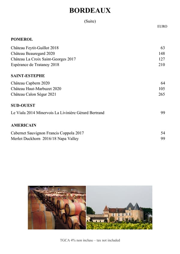 CARTE DES VINS BISTROT CARAÏBES